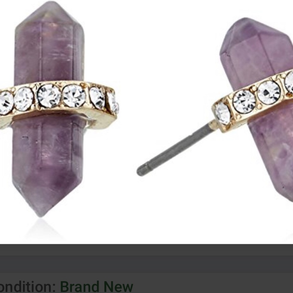 Love Struck Stud Drop Purple Stone Earrings